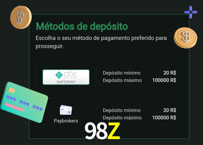 O cassino 98Z oferece uma grande variedade de métodos de pagamento